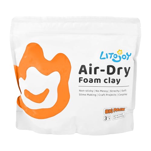 Orange Air Dry Foam Clay 1.1lbs/500g, Soft & Easy to Mold | Soft, lightweight, non-sticky and stretchy; easy to mold for family crafts, slime, cosplay props, school art and home decor. - color: Orange