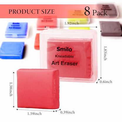 Smilo Kneaded Erasers for Artists, 8-Pack, Colorful - color: 4 Colors-2