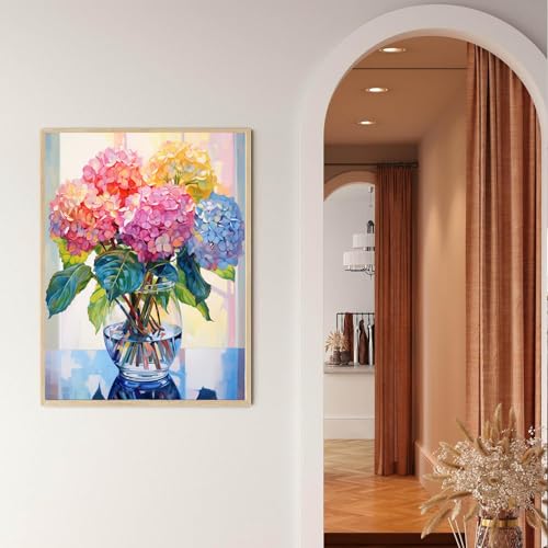 EIBEILI Diamond Art Kits for Adults-Hydrangea in Glass Diamond Painting | Round Drill Hydrangea in Glass Diamond Painting for Adults DIY Rhinestone 5D Diamond dots(Gemstone Craft)Wall Art Gift12x16IN - color: Flower-4