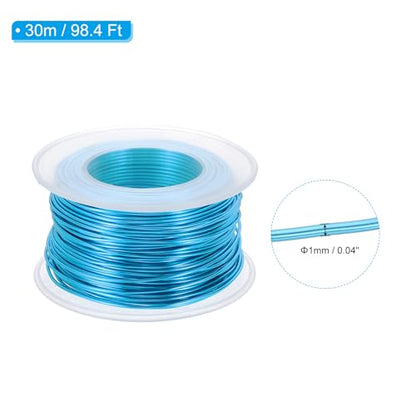 PATIKIL 18 Gauge 1mm Aluminum Craft Wire, 98.4 Ft Metal Wire Armature Bendable Wire for Jewelry Making Metal Wrap DIY, Bright Blue - color: Bright Blue, size: 1 mm x 30 m
