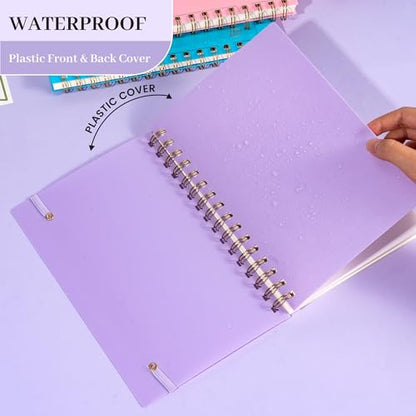 Yoment Spiral Notebook College Ruled A5 Spiral Bound Journal 160 Pages | 100 GSM Thick Paper Plastic Hardcover Spiral Notebook 5x7 Wire Bound Notebooks for Work School Office Supplies, Purple - color: Purple, style: C - Line - A5