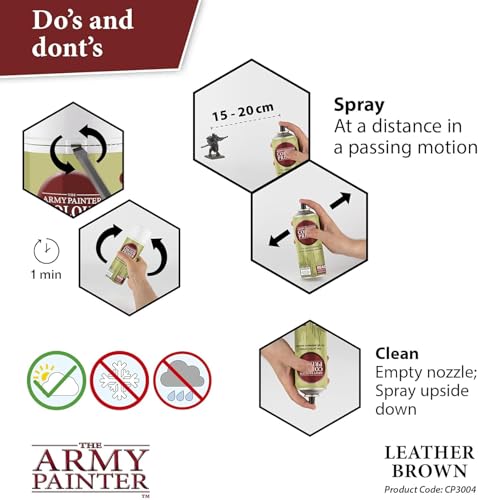 The Army Painter, Colour Primer Leather Brown, 400 ml acrylic spray | Spray Paint Basecoat for Miniature Model Undercoat Priming, Plastic Wargames, DnD & Warhammer - color: Leather Brown