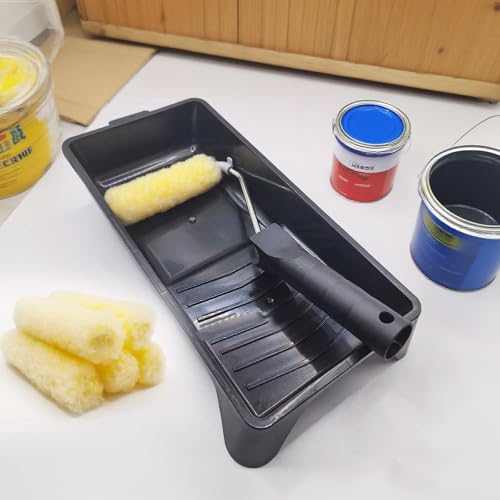 Mini Paint Roller Kit - 4 Inch Small Paint Roller Frame, 5 Packs Microfiber Paint Roller Covers,Sturdy Tray, Perfect for Painting Wall, Cabinets, Doors, Craft Work - size: 4 Inch,7 pack
