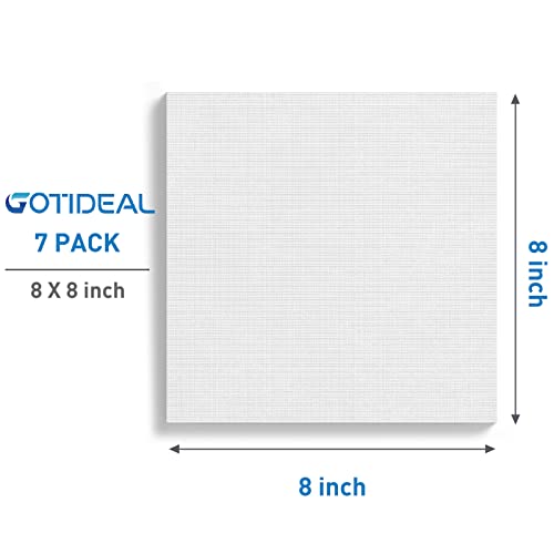 GOTIDEAL Stretched Canvases for Painting, 8x8 Inch Set of 7, Primed White - color: White, size: 8"x8"