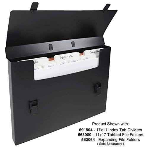 11x17 Portfolio Case – Black Art Portfolio Folder for Tabloid Paper, Documents, Drawings, and Prints – Lightweight Poly Organizer for Artwork, Business, or School – Fits 1.5" of 11 x 17 Storage