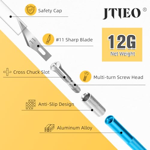 JTIEO Exacto Knife,Hobby Knife,74 Pack with 4 Upgrade Sharp Hobby Knives and 70 Spare Exacto Knife Blades for Art, Scrapbooking (Blue) - color: Blue