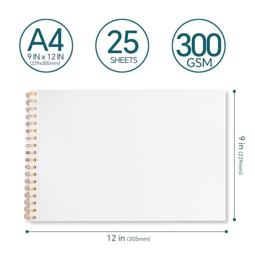 REALART Watercolor Paper Pad, Double-Sided A4 and A5, 140lb/300gsm, 25 Sheets Thickened Painting Book (A4) - color: A4
