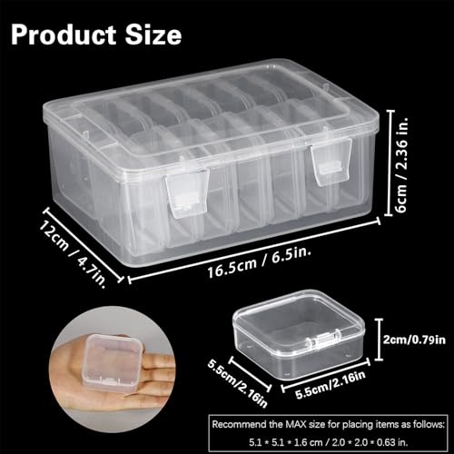 Mathtoxyz Small Bead Organizers, 14 Pieces Plastic Storage Cases Mini Clear Bead Storage Containers Transparent Boxes with Hinged Lid and Rectangle Clear Craft Supply Case - color: Clear - 1P