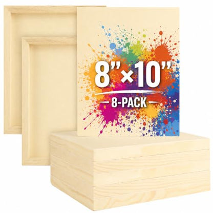 ABuff 8 Pack Birch Wood Panels 8x10 Wood Panel Boards Unfinished Wooden Canvas Boards for Painting, 0.8" Deep Wooden Cradled Panels for Pouring, Painting Crafts, Arts Use with Oils, Acrylics