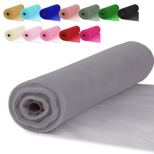 Gray Tulle Fabric Roll 54 Inch x 10 Yards Tulle Ribbon - color: Gray, size: 54 Inch X 10 Yards