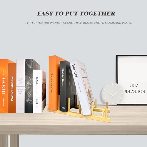 Plate Display Stands, 2 Pack 5-Slot Wooden Plate Holder Organizer | Sturdy Craft Show Display Stand for Art Prints, Book, Photo, Picture Frame, Plaque, Platter and Tabletop Decor - size: M-2 Pack