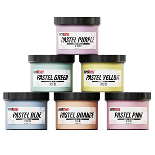 Rapid Cure® Plastisol Pastel Ink Set - 6 Color Screen Printing Ink Kit, 8oz | Plastisol Cures At Low Temperature For Fast Turnaround - Soft, Vibrant Finish, Non-Phthalate, CPSIA Safe, USA Made - color: Rapid Cure Pastel