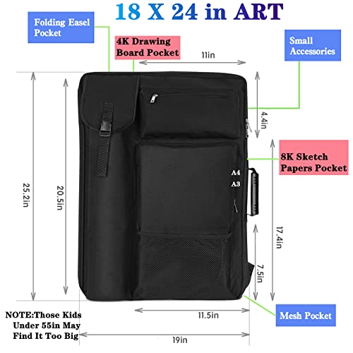 TreochtFUN Art Bags for Supplies Portfolio Case 19 X 25.5 in large - color: Black