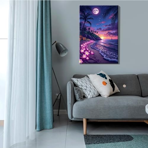 JOOZ Moon Paint by Numbers Kit for Adults with Frame 8x12 Inch - color: Moonlight 078