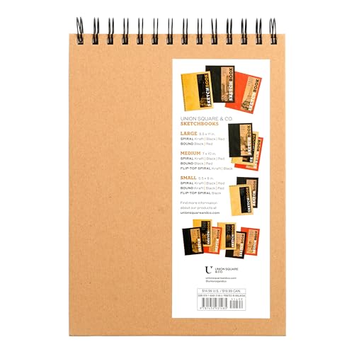Sketchbook 7 x 10" Fliptop Landscape Kraft Spiral Hardcover Mixed Media Sketchbook for Drawing: Acid-Free Quality Paper (128 pages) (Union Square & Co. Sketchbooks)