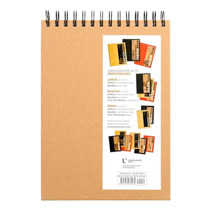 Sketchbook 7 x 10" Fliptop Landscape Kraft Spiral Hardcover Mixed Media Sketchbook for Drawing: Acid-Free Quality Paper (128 pages) (Union Square & Co. Sketchbooks)