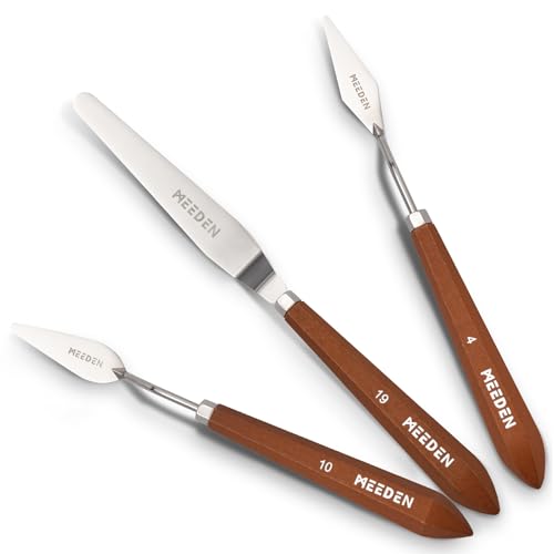MEEDEN Artist Palette Knife Set: 3Pcs Art Spatula Knives with Wooden Handle - Stainless Steel Pallet Knives for Oil, Acrylic Canvas Painting - style: 3pcs