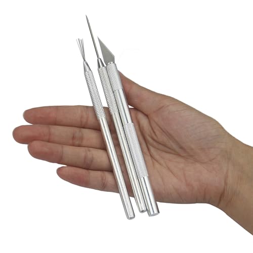 3 in 1 Clay Needle Tools Sculpting Ceramics Pottery Carving Tools for Model Clay Supplies, Ceramic & Pottery Tools Includes Sculpture Feather Pin Carving Knife Needle Texture Tools, LXLVOUEG - size: 5.5 inch-PinKnNe-3P