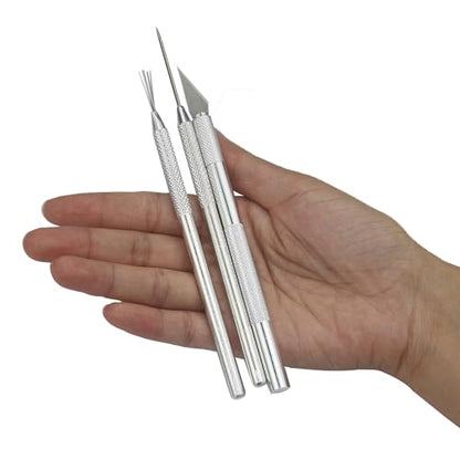 3 in 1 Clay Needle Tools Sculpting Ceramics Pottery Carving Tools for Model Clay Supplies, Ceramic & Pottery Tools Includes Sculpture Feather Pin Carving Knife Needle Texture Tools, LXLVOUEG - size: 5.5 inch-PinKnNe-3P