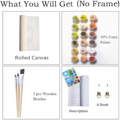 ZRIZQ Paint by Numbers Kit for Adults Beginner,Summer Landscape,16x20 | Full set with rich paints,wooden brushes,rolled canvas.Calming activity.Beginner friendly.Just open and paint. - color: 16"X20"Rolled Canvas-Summer Landscape