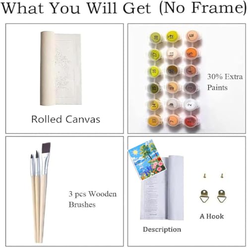ZRIZQ Paint by Numbers Kit for Adults Beginner,Summer Landscape,16x20 | Full set with rich paints,wooden brushes,rolled canvas.Calming activity.Beginner friendly.Just open and paint. - color: 16"X20"Rolled Canvas-Summer Landscape