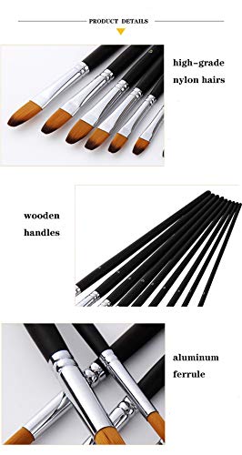 Artist Paint Brushes Set,9 Pcs Professional Filbert Brushes for Acrylic Oil Watercolor Gouache Painting Kits with Long Handle Nylon Hair Black - size: Filbert Black