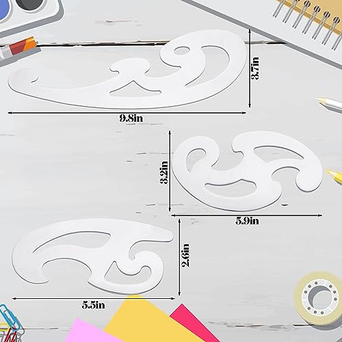 Fulmoon 3 Pcs Stainless Steel French Curve Ruler for Sewing Tools Metal Drafting Stencils Reusable Drafting Templates Drawing Ruler for Leather Craft Professional Drawing Rulers