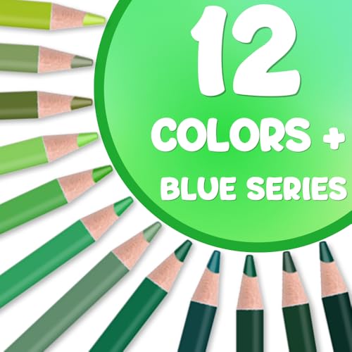 12Pcs Green Colored Pencils Set,Professional Drawing Pencils for Adults - color: 12Pcs Green Colored