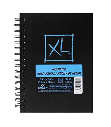 Canson Mix Media Book XL Black 5 x 8 inches - size: 5 x 8 inches, style: Mix Media (5.5" x 8.5")