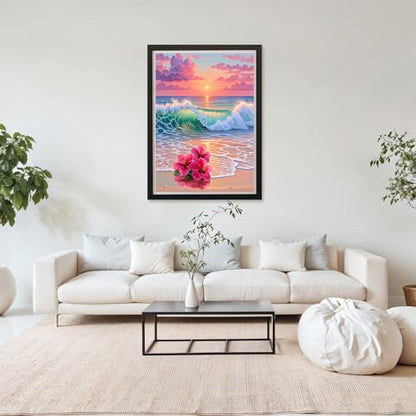 MAXBYE Diamond Art Kits for Adults, Beach and sea Bedazzling Dot Painting for Adults，5D Full Drill Gem Art Painting Kit, Easy DIY Craft for Stress Relief 12x16in - color: ZD059