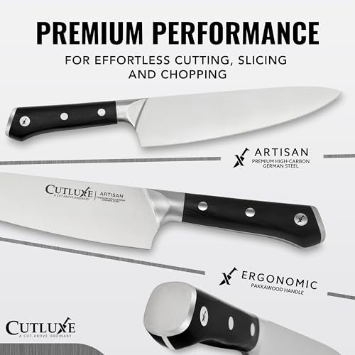 Cutluxe Kitchen Knives, 5-Piece Chef Knife Set – Razor Sharp German Steel | Full Tang Ergonomic Handles, Professional Blades – Artisan Series, Forged High Carbon - size: 5 Pcs Knife Set without Block
