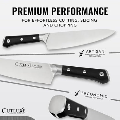 Cutluxe Kitchen Knives, 5-Piece Chef Knife Set – Razor Sharp German Steel | Full Tang Ergonomic Handles, Professional Blades – Artisan Series, Forged High Carbon - size: 5 Pcs Knife Set without Block
