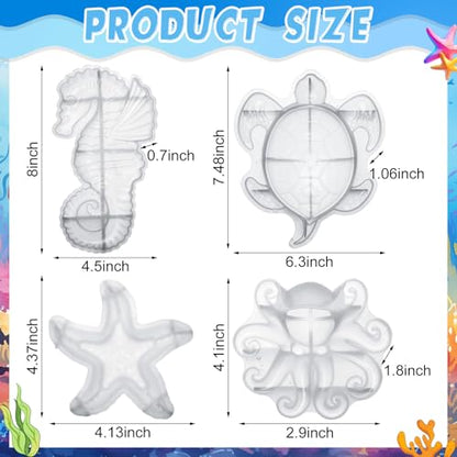 Qinyoung 4 Pcs Ocean Theme Resin Molds 3D Silicone Epoxy Resin