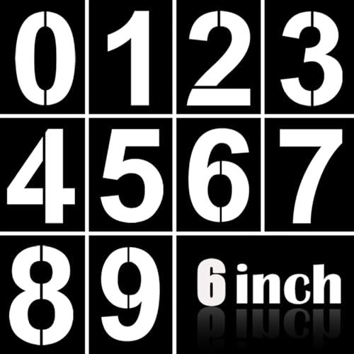 6 Inch Plastic Number Stencils Kit 0-9 – Reusable Address & Digital Number Painting Templates for Cake, Mailbox, Road, Parking Lot, Door, Truck Signs - color: 6 Inch