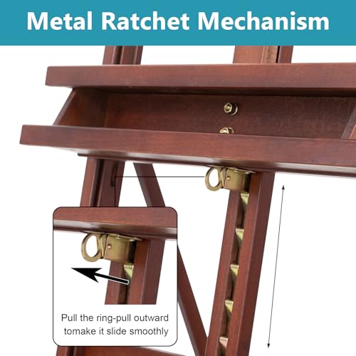 Beechwood H-Frame Artist Studio Easel with Wheels and Storage Tray, Brown | Adjustable Floor Easel Stand Holding Canvas up to 51Inches for Painting - style: Basic Walnut