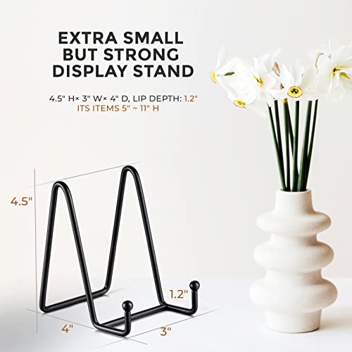 TR-LIFE 4 Pack 4.5 Inch Plate Stands for Display - Plate Holder Display Stand + Metal Frame Holder Stand for Picture, Decorative Plate, Book, Photo Easel (Black 4 Pack) - size: 4.5 Inch