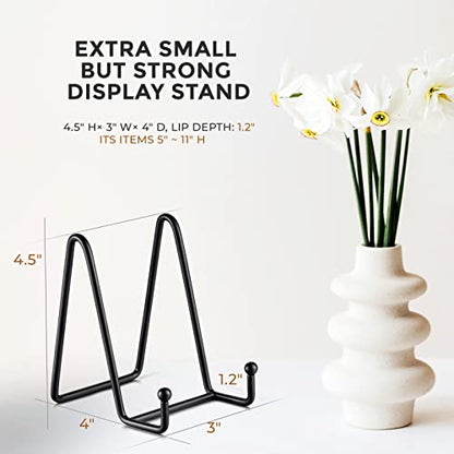 TR-LIFE 4 Pack 4.5 Inch Plate Stands for Display - Plate Holder Display Stand + Metal Frame Holder Stand for Picture, Decorative Plate, Book, Photo Easel (Black 4 Pack) - size: 4.5 Inch