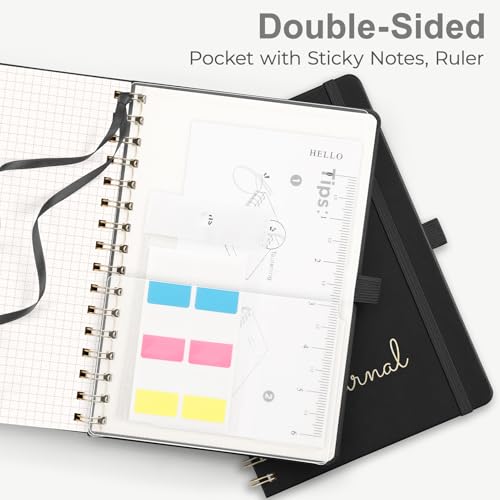EMSHOI Graph Grid Spiral Journal Notebook, 110 Pages, A4 (8.2" x 11.2") - color: Black, style: A4 Graph