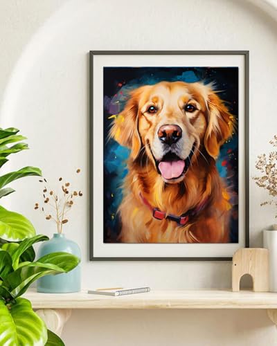 TOCARE Golden Retriever Paint by Numbers Kit for Adults,Dog Adult Paint by Number Canvas, Acrylic Adults' Paint-by-Number Kits for Dog Lovers 16x20inch (Without Framed) - color: TC-OPC-141