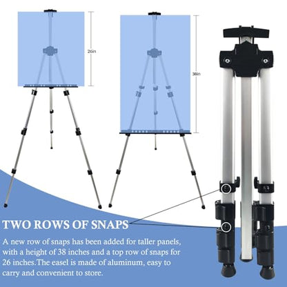 NS JYMB Easel Stand for Sign and Painting, 17-66 Inch Adjustable, Silver | Portable metal tripod easel for display stand, canvas holder, floor, poster board, wedding signs and travel use - style: 66Silver 1pack