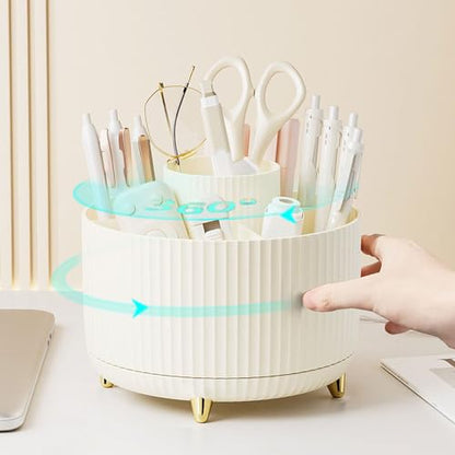 Gawsey Gold Desk Organizers and Accessories with Desk Organizer 360° Rotating Pen Holder and Office Supplies, Cute Stationery Supplies Set - color: B-Gold