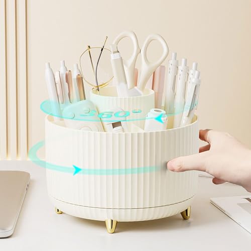 Gawsey Rose Gold Desk Organizers and Accessories with Desk Organizer 360° Rotating Pen Holder and Office Supplies, Cute Stationery Supplies Set - color: B-Rose Gold