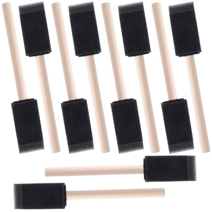 HINZIC 10 Pcs 1 inch Foam Paint Brushes, Wood Handle Sponge Brushes - color: Black-1inch,10pcs