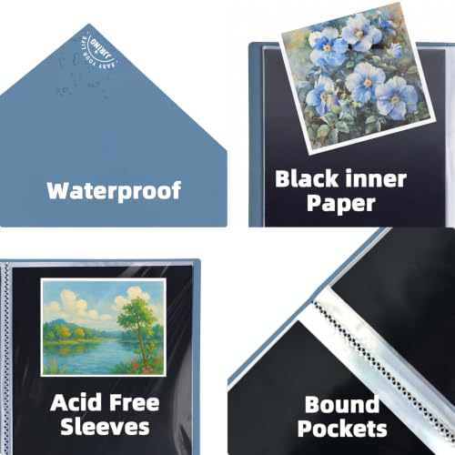 18x24 Blue Art Portfolio Folder Displaying 48 Pages With Plastic Sleeves - color: Blue, size: 18*24