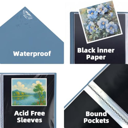 18x24 Blue Art Portfolio Folder Displaying 48 Pages With Plastic Sleeves - color: Blue, size: 18*24