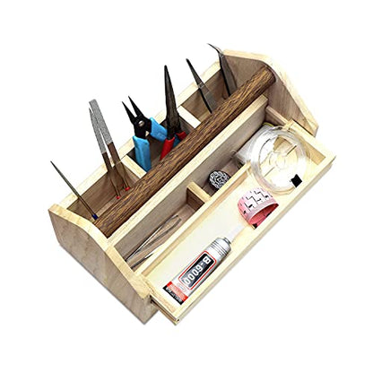 Ikee Design Small Wood Craft Tool Box Caddy with a Handle for Storage - color: Natural