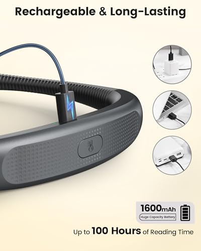 Glocusent Bendable Neck Light, 100 Hours Reading Light for Book Lover Gifts - color: Gray