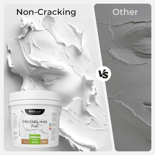 Nicpro Modeling Paste 3840ml/197.5 oz for Acrylic Painting | High-Density Acrylic Medium for Texture, Thickness, Structural Molding Paste for Art Projects, DIY, 3D Effect - size: 3840 ml