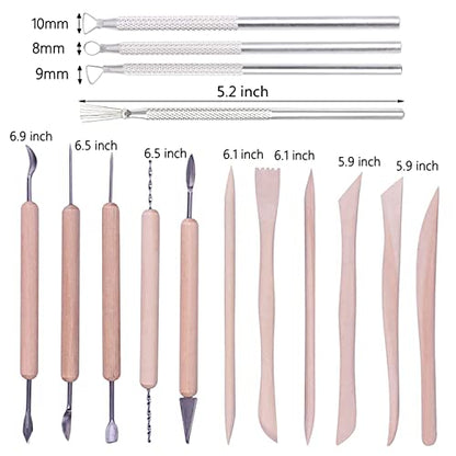 Polymer Clay Tools,25Pcs Pottery Sculpting Tools Set with Plastic Case for Ceramic Modeling Carving Beginners Expert Crafts Club, Dotting,Hobbyists, Artists