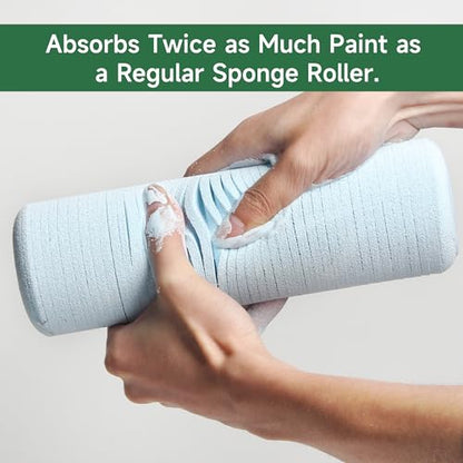 VOOMEY 9 inch Foam Paint Roller Cover(Blade-Cut Sponge), Pack of 3 | High Absorption Foam Paint Roller 9 Inch,Paint Roller for Painting Walls,Cabinet,Ceilings,House - color: 3pcs White